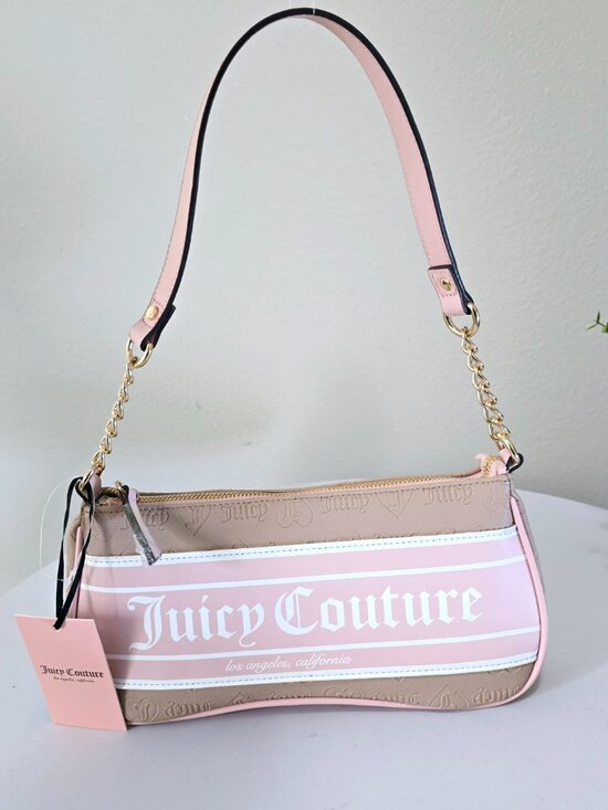 Juicy Couture Handbags - Juicy Couture Baguette Shoulder Bag Pink Monogram NWT